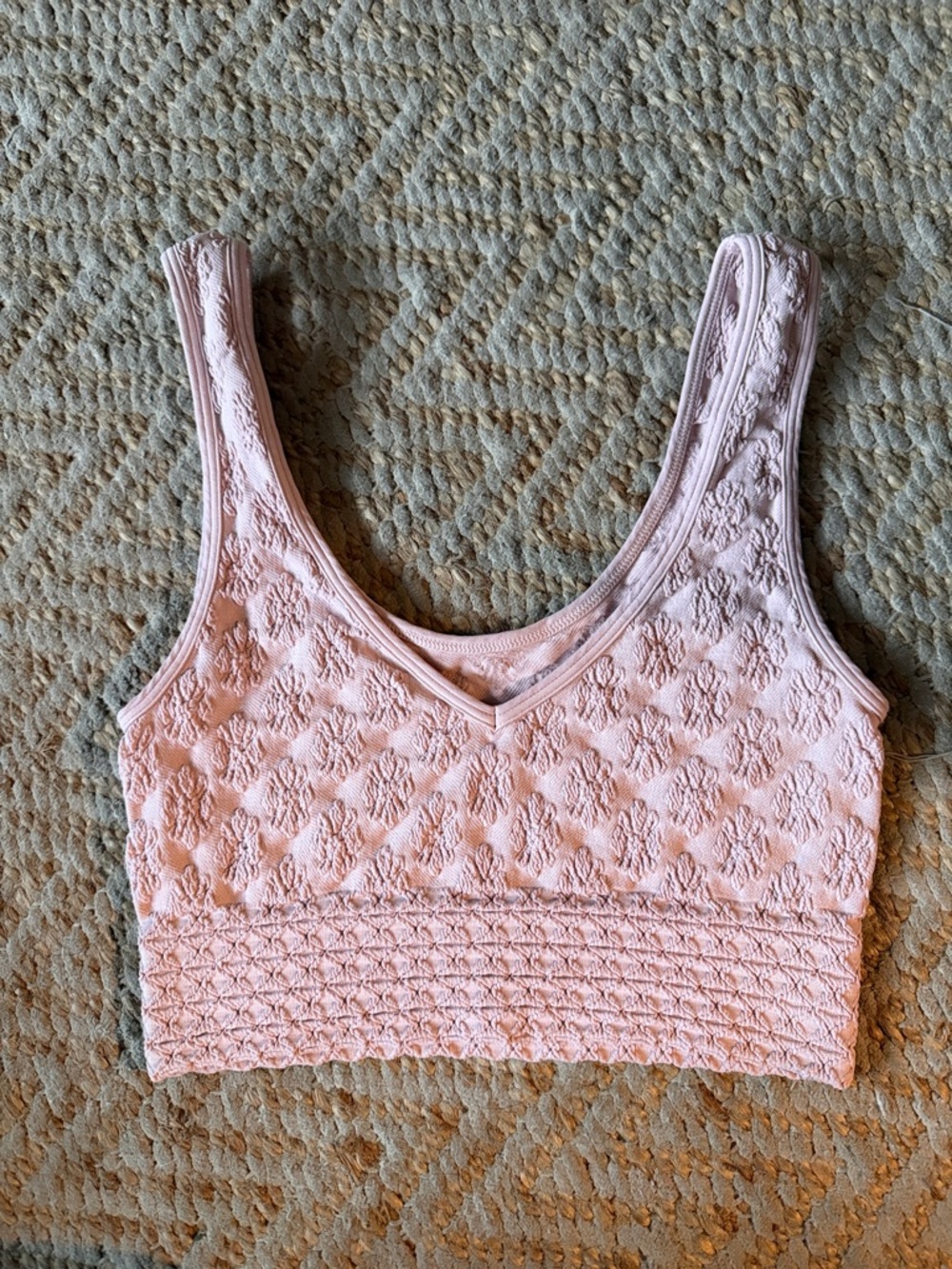 Nikibiki Textured Light Pink Cropped Tank Top